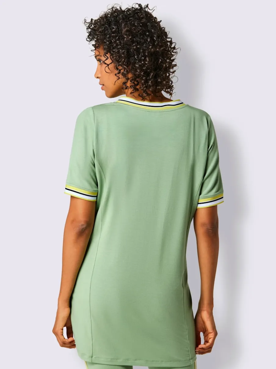 T-shirt long en modal avec rayures sur l'encolure