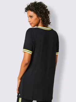 T-shirt long en modal avec rayures sur l'encolure