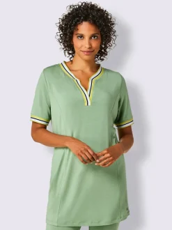T-shirt long en modal avec rayures sur l'encolure