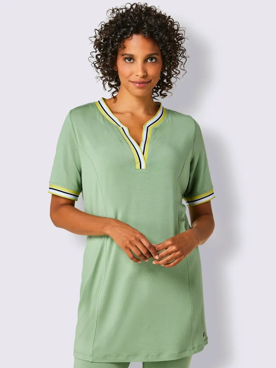 T-shirt long en modal avec rayures sur l'encolure