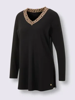 T-shirt long en modal jersey avec col V et manches longues