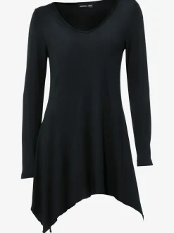 T-shirt long en V avec manches longues et finitions en pointe