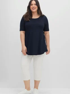 T-shirt long large encolure ronde