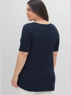 T-shirt long large encolure ronde