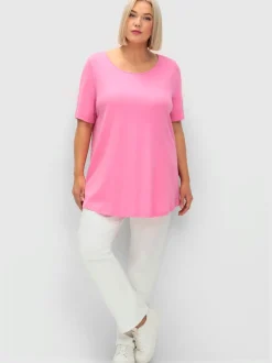T-shirt long large encolure ronde