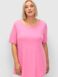 T-shirt long large encolure ronde