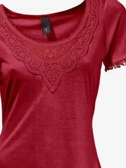 T-shirt long à l'encolure ronde et détails en dentelle