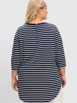 T-shirt long rayures en fils teintés