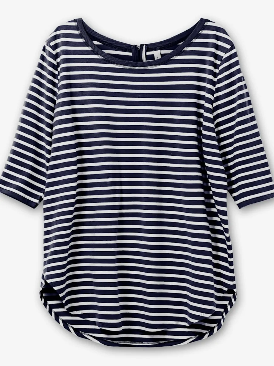 T-shirt long rayures en fils teintés