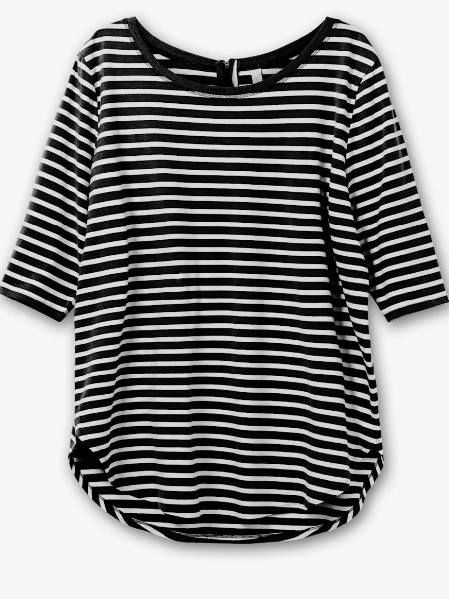 T-shirt long rayures en fils teintés