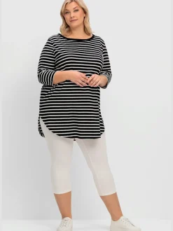 T-shirt long rayures en fils teintés
