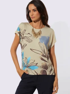 T-shirt à mancherons avec imprimé floral en viscose ECOVERO