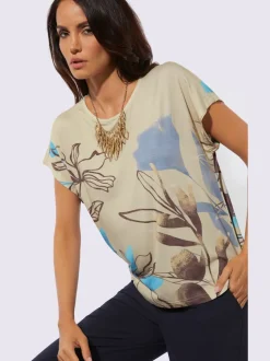 T-shirt à mancherons avec imprimé floral en viscose ECOVERO