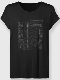 T-shirt mancherons à encolure ronde avec imprimé graphique