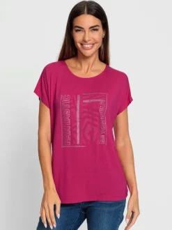 T-shirt mancherons à encolure ronde avec imprimé graphique