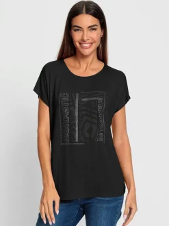 T-shirt mancherons à encolure ronde avec imprimé graphique
