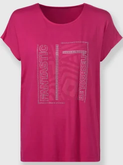 T-shirt mancherons à encolure ronde avec imprimé graphique