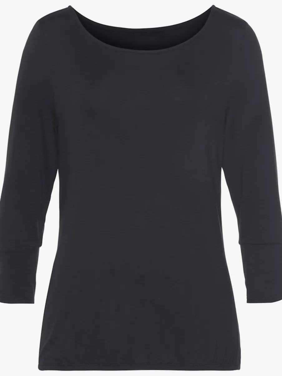 T-shirt à manches 3/4 avec boutons dorés et coupe décontractée