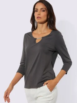T-shirt à manches 3/4 avec chaîne décorative brillante