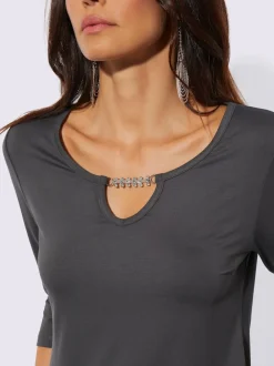 T-shirt à manches 3/4 avec chaîne décorative brillante