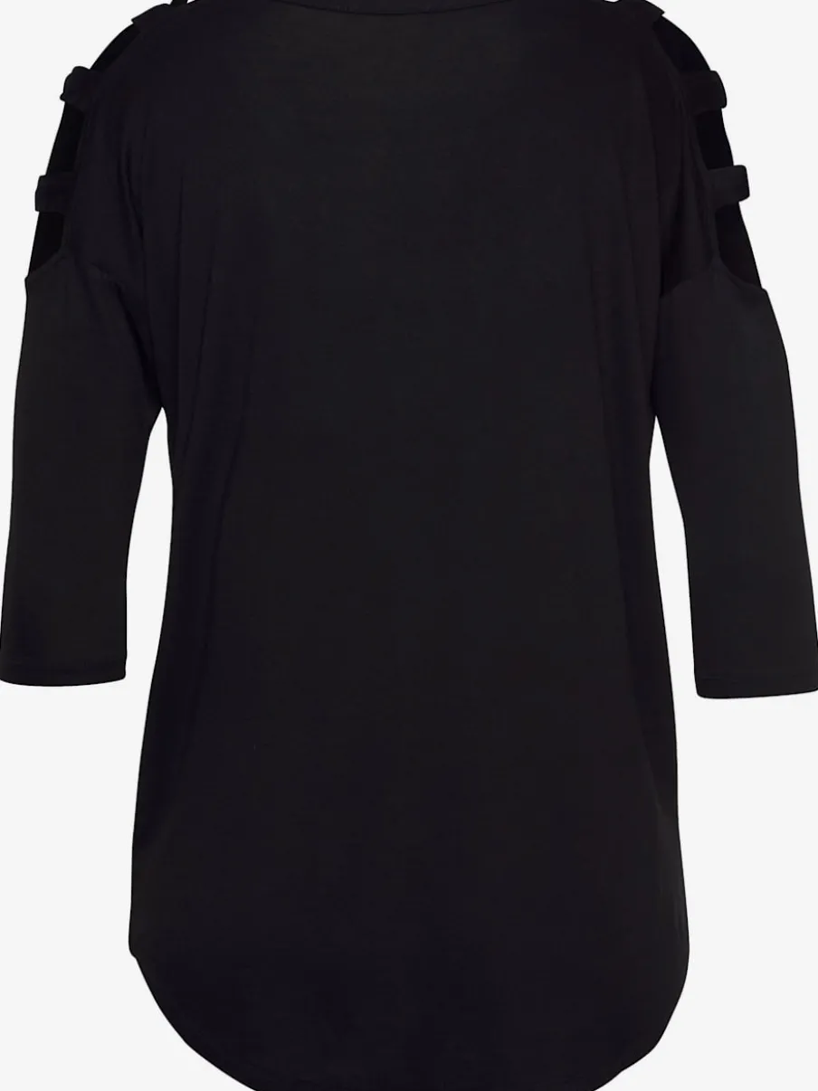 T-shirt à manches 3/4 avec découpes aux épaules et col V