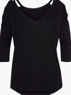 T-shirt à manches 3/4 avec découpes aux épaules et col V
