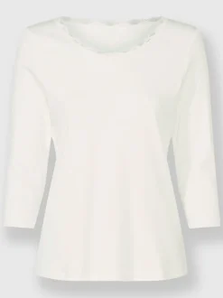 T-shirt à manches 3/4 avec dentelle élastique et coton bio