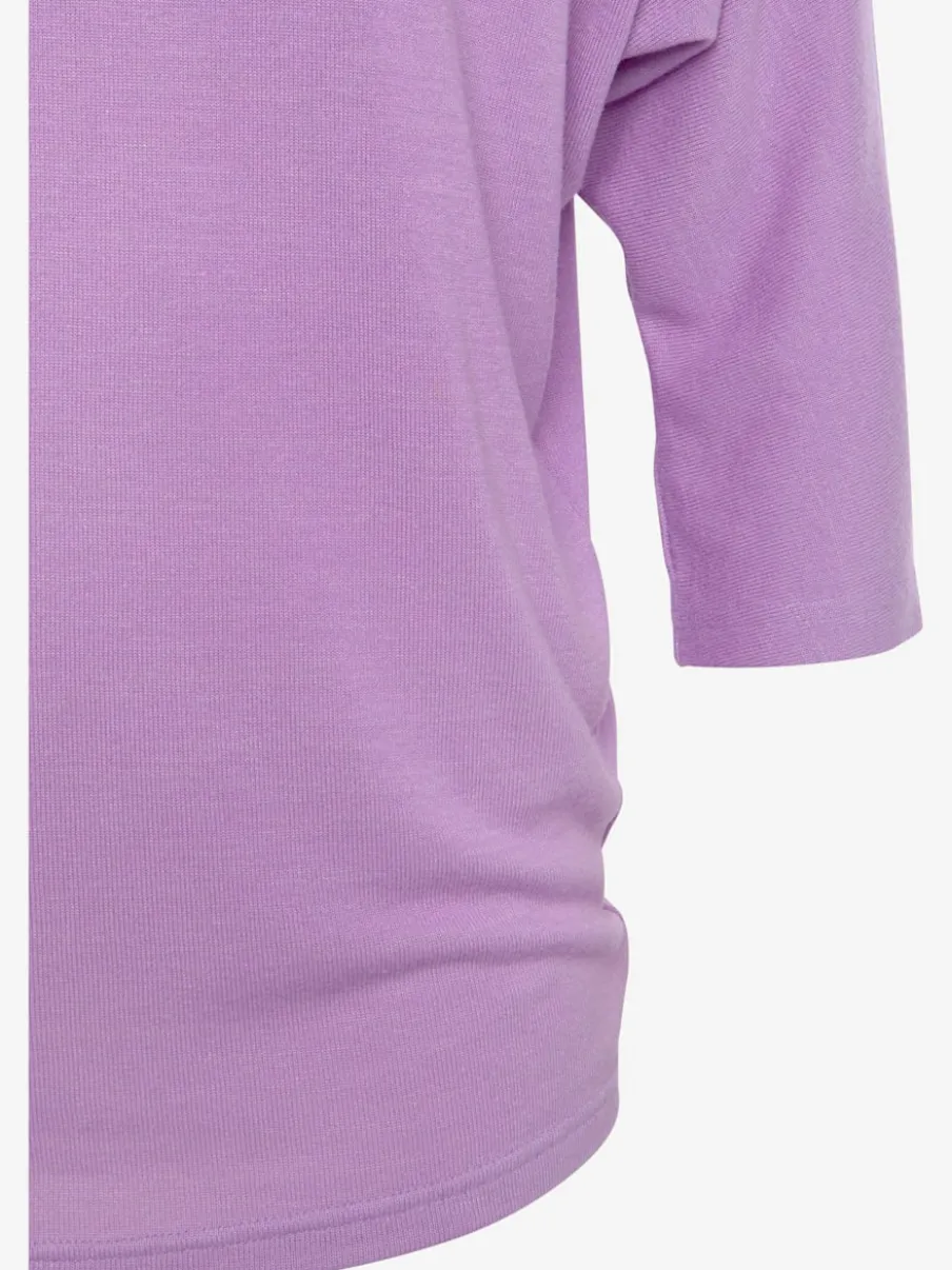 T-shirt à manches 3/4 avec emmanchures chauve-souris en tricot léger