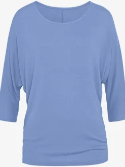 T-shirt à manches 3/4 avec emmanchures chauve-souris en tricot léger
