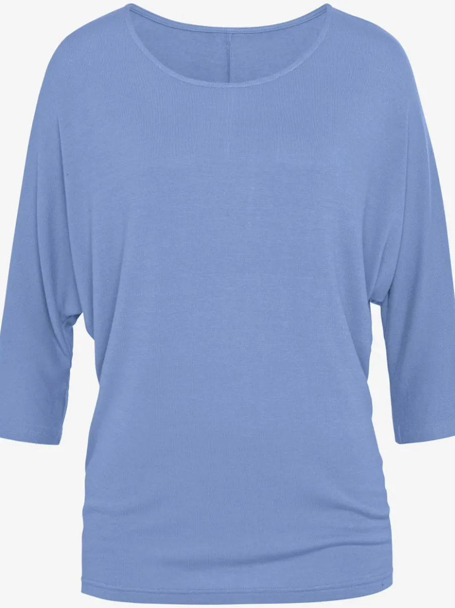 T-shirt à manches 3/4 avec emmanchures chauve-souris en tricot léger