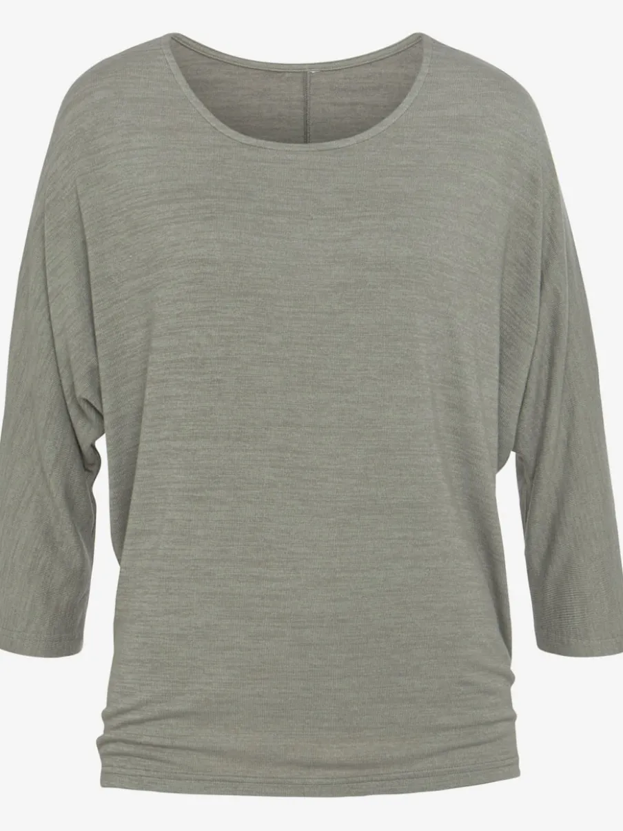 T-shirt à manches 3/4 avec emmanchures chauve-souris en tricot léger