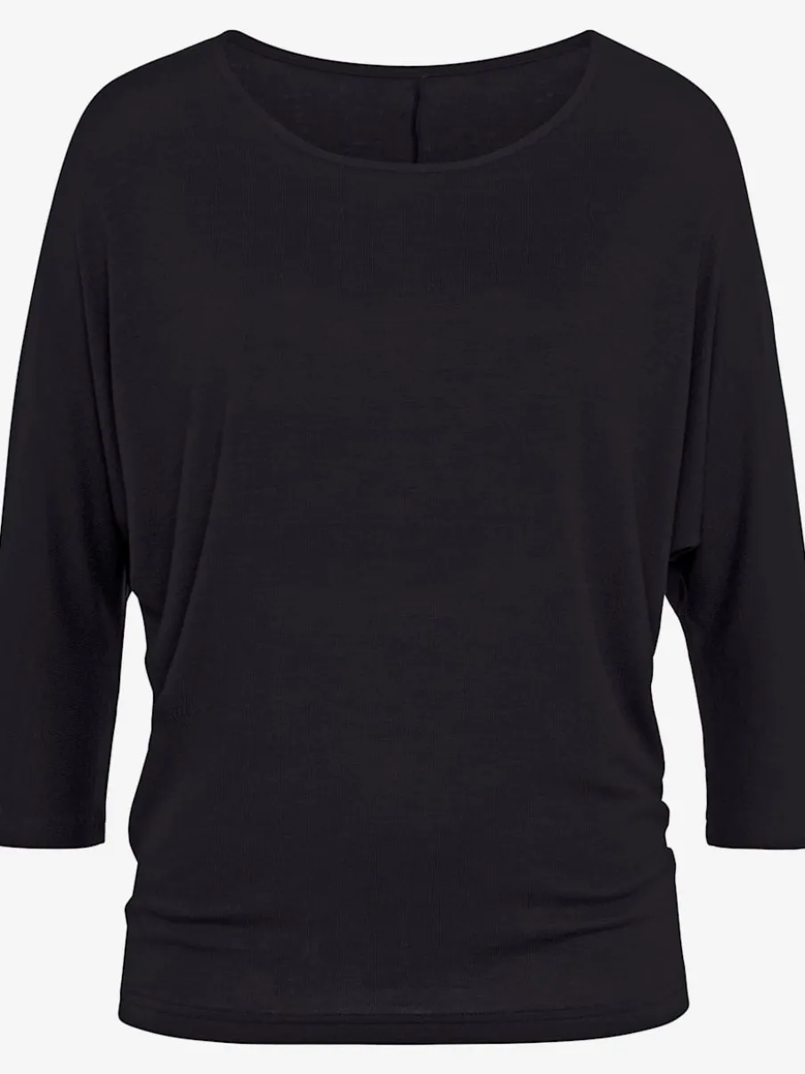 T-shirt à manches 3/4 avec emmanchures chauve-souris en tricot léger