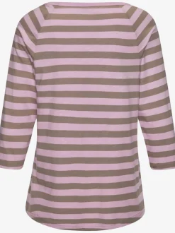 T-shirt à manches 3/4 avec encolure ronde et rayures marinières