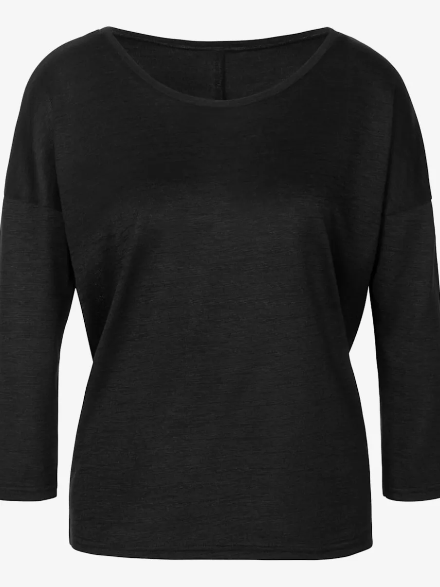 T-shirt à manches 3/4 avec encolure ronde en tricot doux