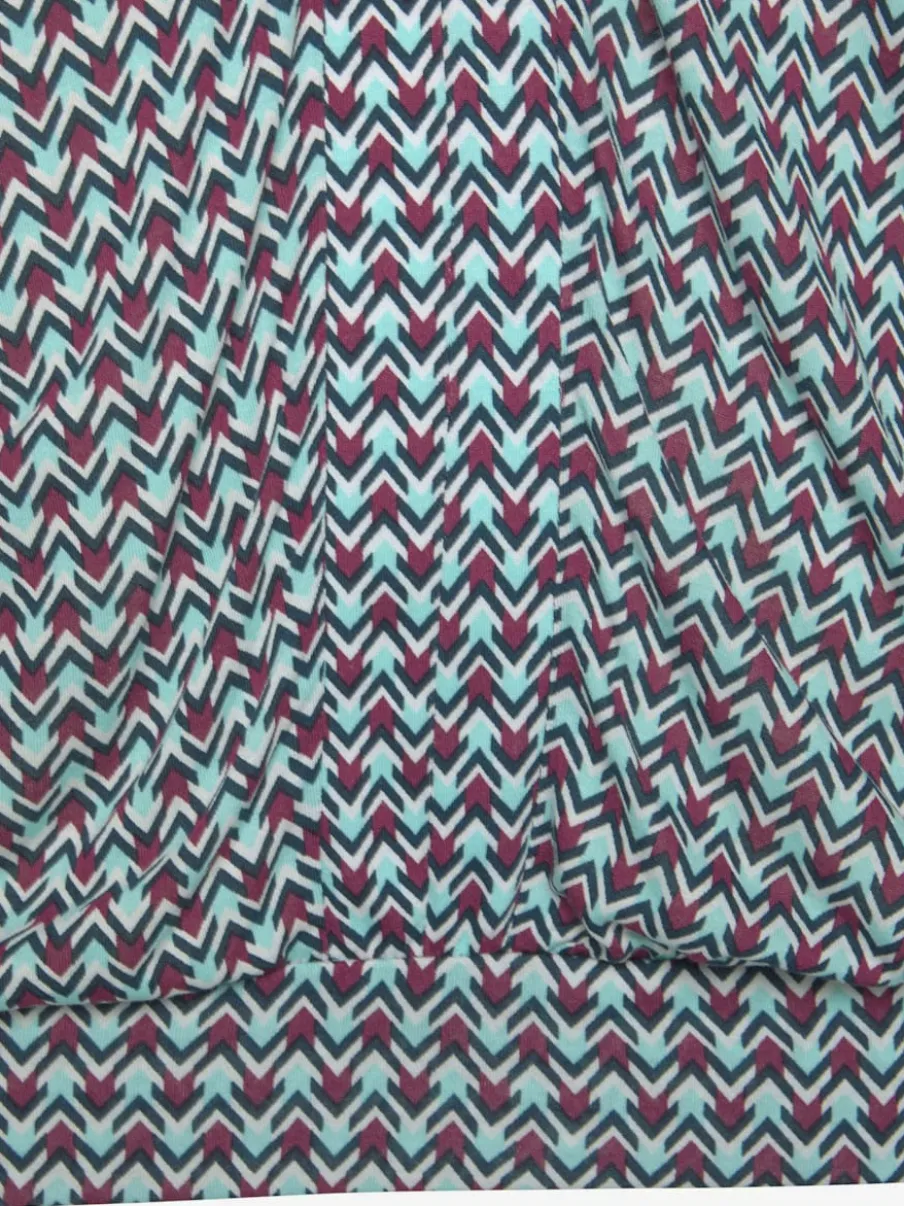 T-shirt à manches 3/4 avec encolure en V et motifs géométriques