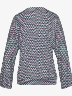 T-shirt à manches 3/4 avec encolure en V et motifs géométriques