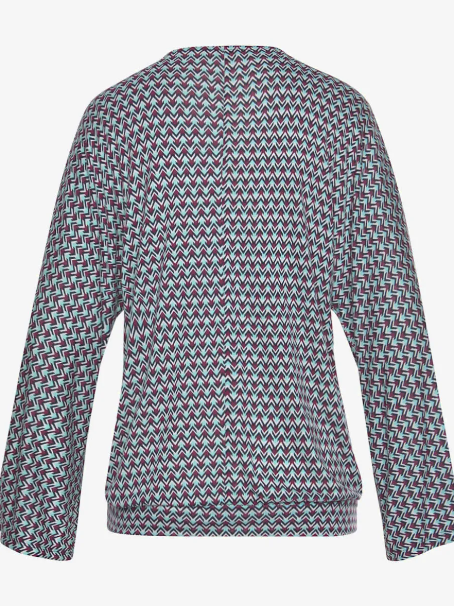 T-shirt à manches 3/4 avec encolure en V et motifs géométriques