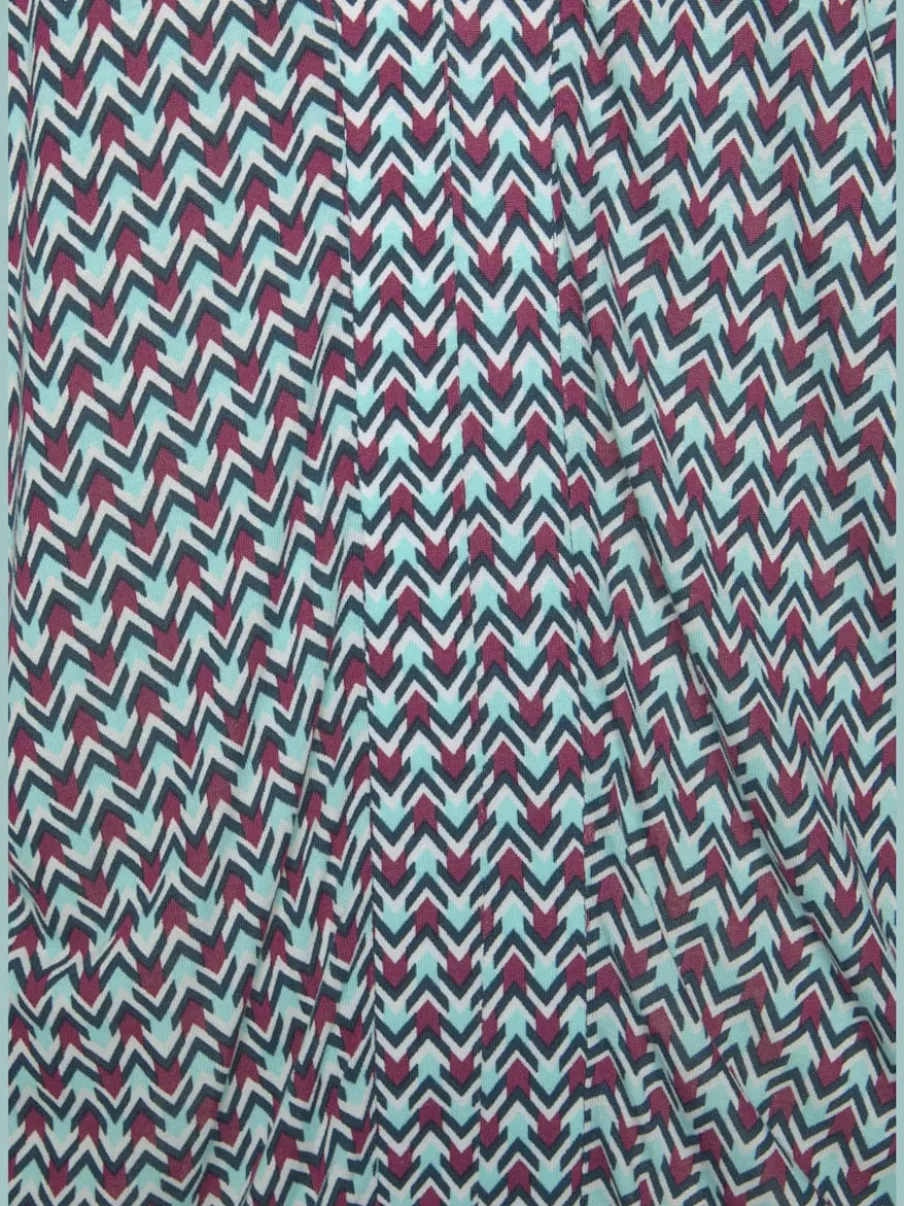 T-shirt à manches 3/4 avec encolure en V et motifs géométriques