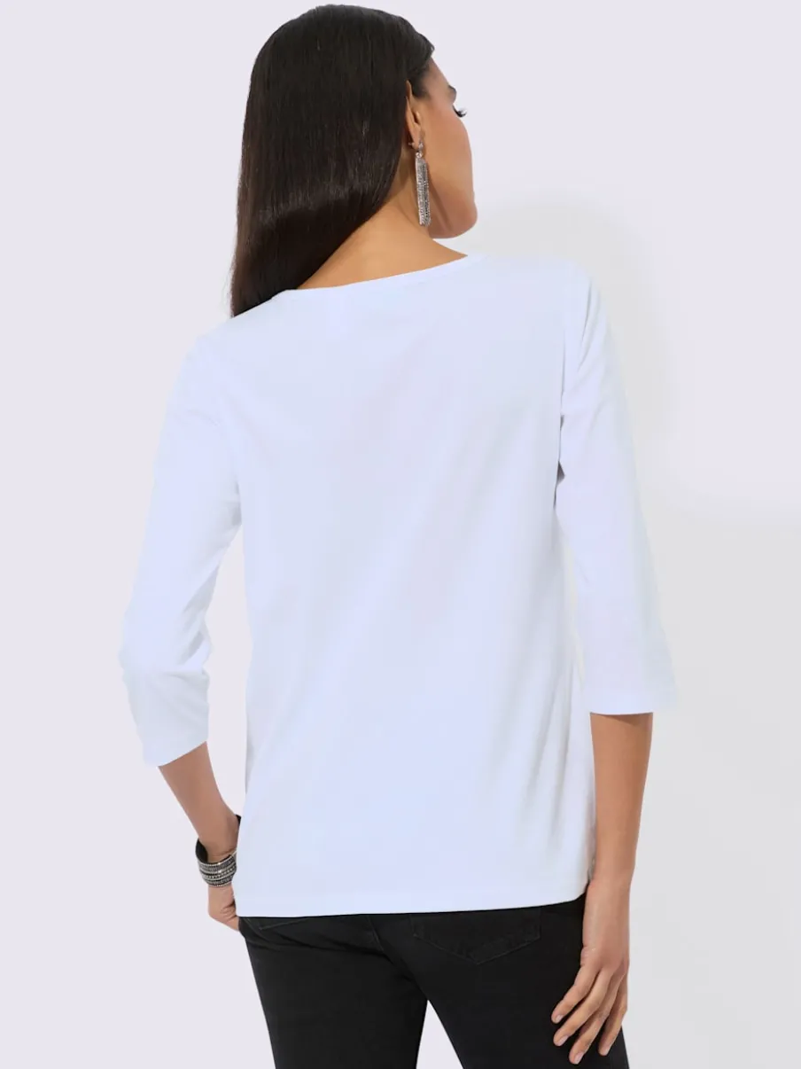 T-shirt à manches 3/4 avec glissières et imprimé affinant