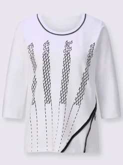 T-shirt à manches 3/4 avec glissières et imprimé affinant