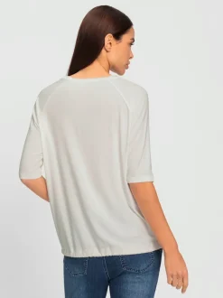 T-shirt à manches 3/4 avec imprimé brillant et pierres
