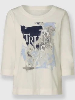 T-shirt à manches 3/4 avec inscription et détails brillants