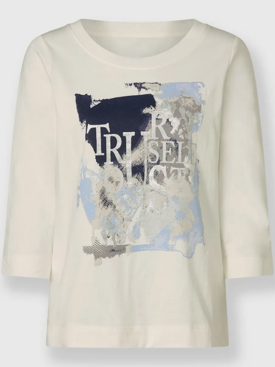 T-shirt à manches 3/4 avec inscription et détails brillants