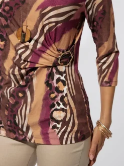 T-shirt à manches 3/4 avec motif animal et encolure en U