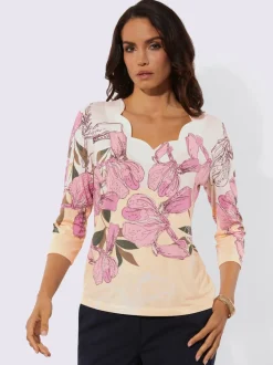 T-shirt à manches 3/4 avec motif floral en modal