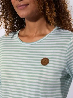 T-shirt à manches 3/4 avec motif rayures en fils teintés