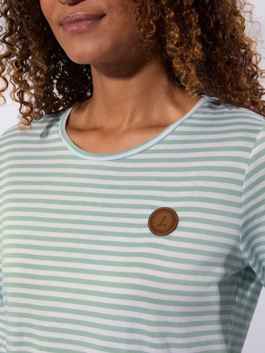 T-shirt à manches 3/4 avec motif rayures en fils teintés