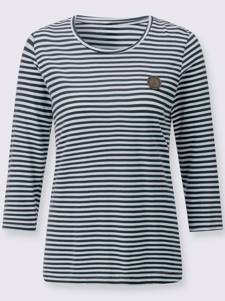 T-shirt à manches 3/4 avec motif rayures en fils teintés