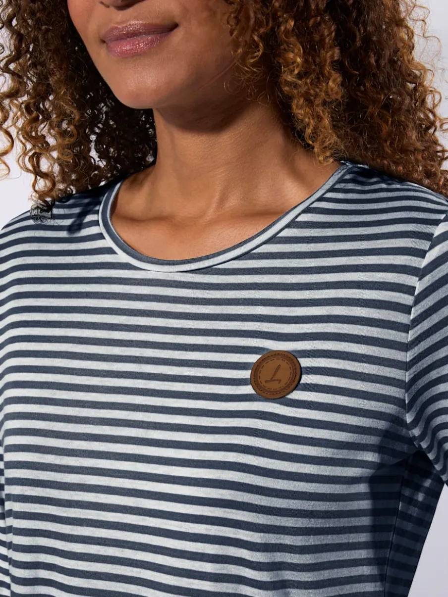 T-shirt à manches 3/4 avec motif rayures en fils teintés