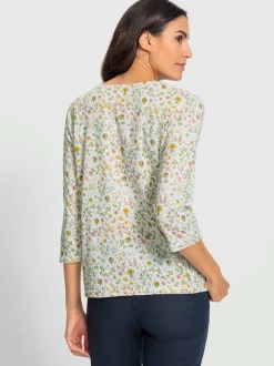 T-shirt à manches 3/4 avec motifs floraux et papillons